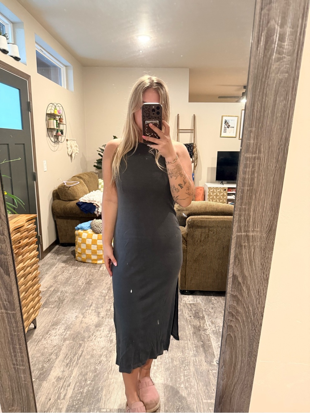 Aerie Classic Sleeveless Midi Dress - Charcoal